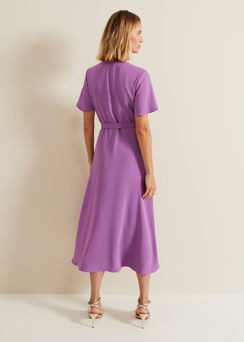 Phase Eight Julissa Frill Wrap Dress Purple Canada | AVYPJC-615